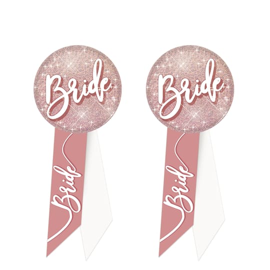 Beistle 5.5" Sparkle Bride Rosette Pins, 2ct.